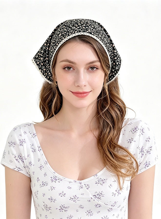 KANGLI 3Pcs Floral Head Scarf, Hair Bandanas, Head Kerchief, Vintage Boho Hair Scarf, Chiffon Hair Scarf with Ties, Flower Mesh Lightweight Triangular Hair Scarves For Women Girls - Image 2