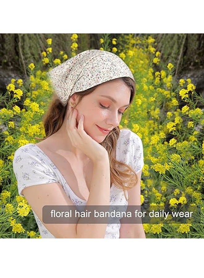 KANGLI 3Pcs Floral Head Scarf, Hair Bandanas, Head Kerchief, Vintage Boho Hair Scarf, Chiffon Hair Scarf with Ties, Flower Mesh Lightweight Triangular Hair Scarves For Women Girls - Image 3