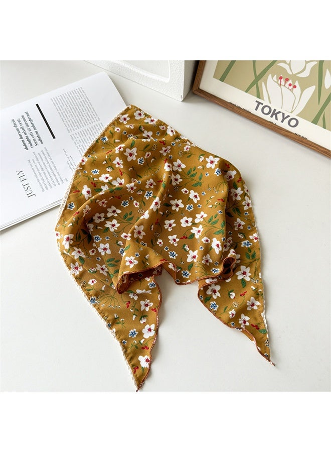 KANGLI 3Pcs Floral Head Scarf, Hair Bandanas, Head Kerchief, Vintage Boho Hair Scarf, Chiffon Hair Scarf with Ties, Flower Mesh Lightweight Triangular Hair Scarves For Women Girls - Image 5