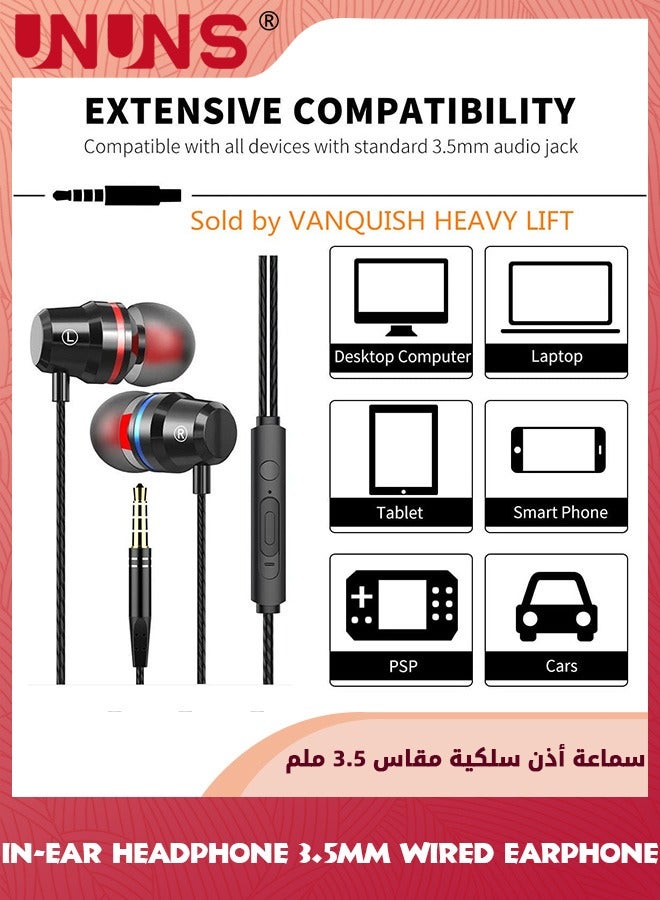 UNUNS In-ear Headphone,3.5mm Wired Headphones With Type C Adapter,Noise Cancelling Earphones With Microphone,Stereo Sound Headset For MacBook iPhone iPod iPad Samsung Galaxy Android Tablet MP3 - Image 2