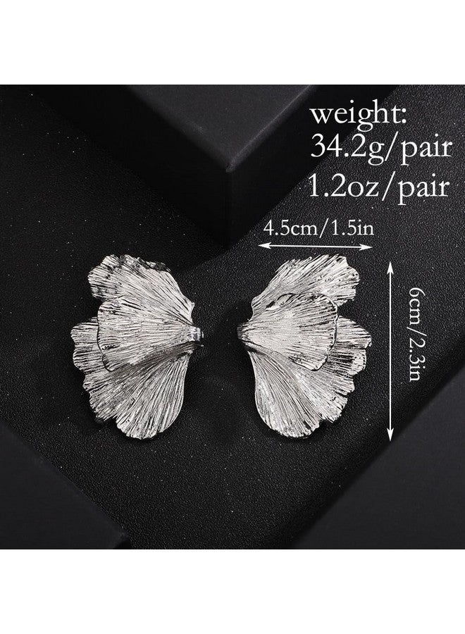 Wiwpar Boho Large Silver Plated Drop Dangle Exaggerated Geometric Statement Earrings Bohemian Silver Elegant Flower Metal Drop Dangle Earrings Jewelry Gift For Women Girls (Silver) - Image 5