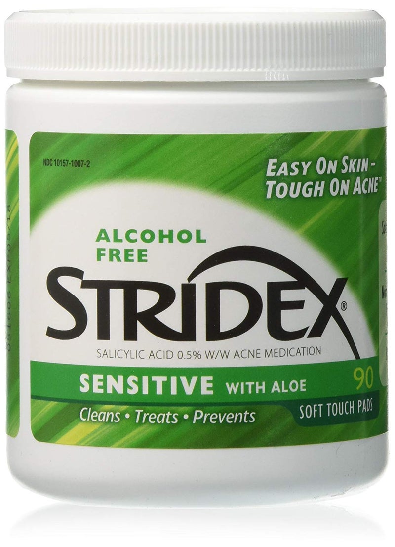 Stridex Daily Care Acne Pads with Salicylic Acid Sensitive with Aloe 90 ea