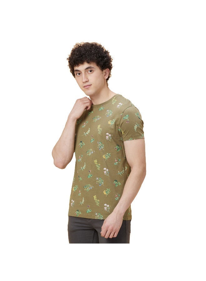 Being Human Mens Olive Round Neck Short Sleeve T-Shirt - Image 3