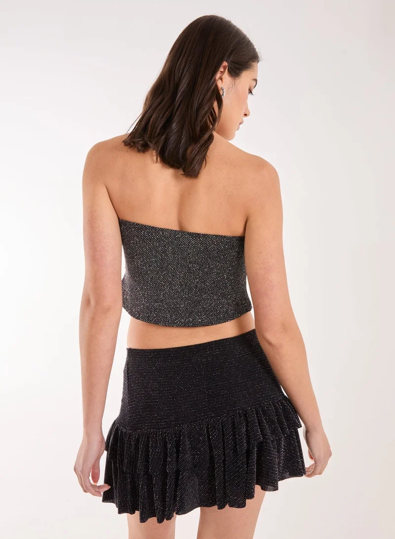 Pink Vanilla Glitter Key Hole Crop Top