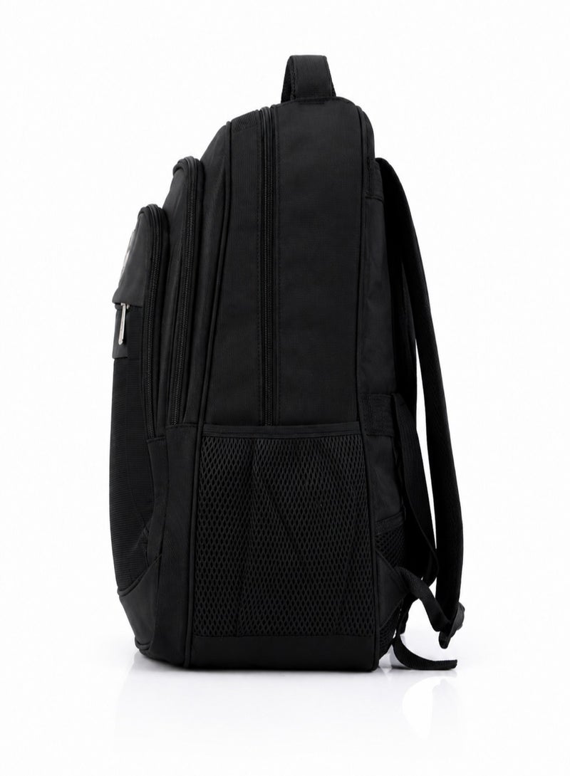 20-Inch Black Backpack for Schools and Universities – Spacious Main Compartment, Side Pockets, and Padded Back Panel. - Image 5