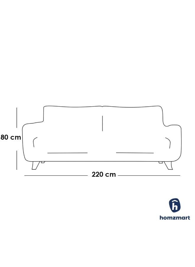 Homzmart - Linen  and Sweedish Wood 3 Seaters Sofa - Beige - Image 1