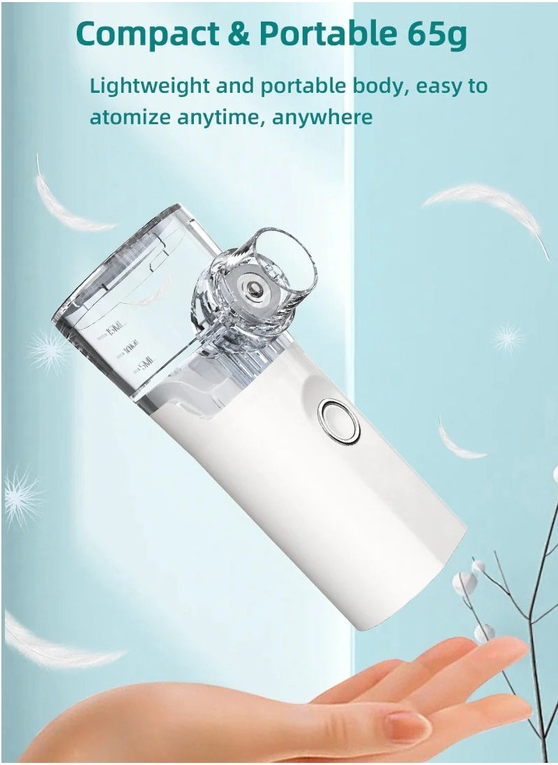 Portable Nebulizer Machine Mini Vaporizers USB Rechargeable Handheld Mesh Inhaler Two Ways To Use For Adults And Children With Breathing Problems For Home Office Outdoor