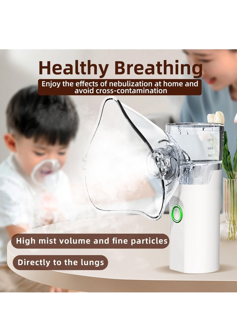 Portable Nebulizer Machine Mini Vaporizers USB Rechargeable Handheld Mesh Inhaler Two Ways To Use For Adults And Children With Breathing Problems For Home Office Outdoor