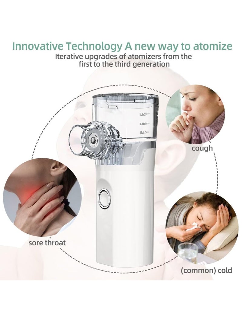Portable Nebulizer Machine Mini Vaporizers USB Rechargeable Handheld Mesh Inhaler Two Ways To Use For Adults And Children With Breathing Problems For Home Office Outdoor