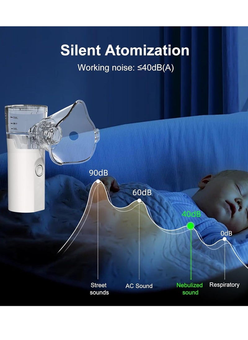 Portable Nebulizer Machine Mini Vaporizers USB Rechargeable Handheld Mesh Inhaler Two Ways To Use For Adults And Children With Breathing Problems For Home Office Outdoor