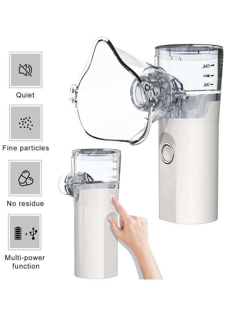 Portable Nebulizer Machine Mini Vaporizers USB Rechargeable Handheld Mesh Inhaler Two Ways To Use For Adults And Children With Breathing Problems For Home Office Outdoor
