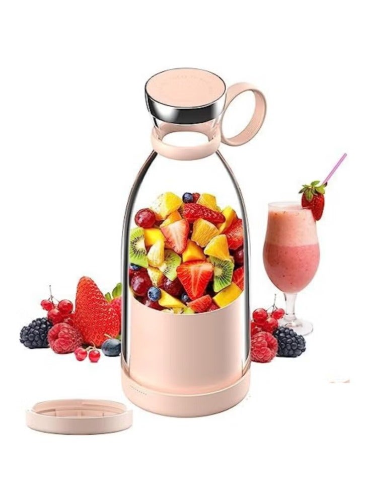 Dreamzon Portable Juicer Blender Machine, Electric Juicer Kettle Bottle for Shakes, Mini Fruit Battery Rechargeable USB Blender Smoothie Maker PINK