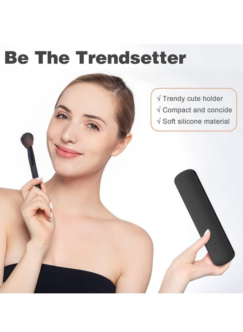 Oasisgalore Black Silicone Makeup Brush Holder, Compact Travel Brush Pouch, Essential for On-the-Go Beauty Needs. - Image 2