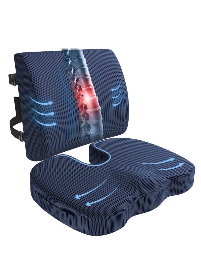 TRASSLE Chair Cushion, Seat Cushion for Office Chair, Lumbar Support Pillow for Chair, Car Seat Cushion, Back Support Memory Foam Pillow Washable Cover  - Image 1