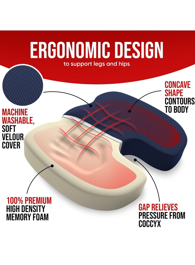 TRASSLE Chair Cushion, Seat Cushion for Office Chair, Lumbar Support Pillow for Chair, Car Seat Cushion, Back Support Memory Foam Pillow Washable Cover  - Image 4