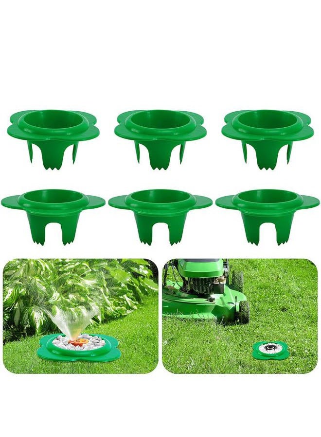 Adnee 6 Pcs Lawn Sprinkler Head Protector, 6 Inch Flower Shaped Sprinkler Donut with 3.8 Inch Inner Diameter, Green Outdoor Lawn Sprinkler Guard to Reduce Damage from Cars and Mowers - Image 1