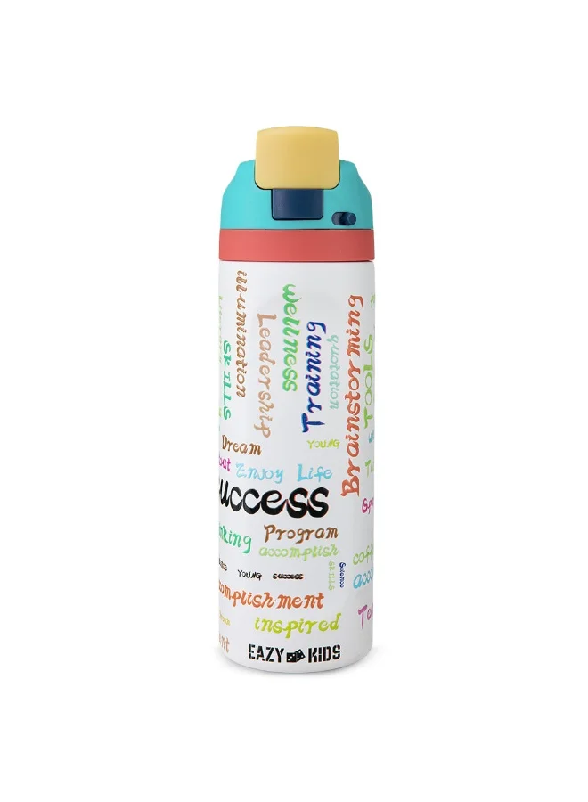 Eazy Kids Eazy Kids Stainless Steel Water Bottle w/ Straw and Spout 710mL Success