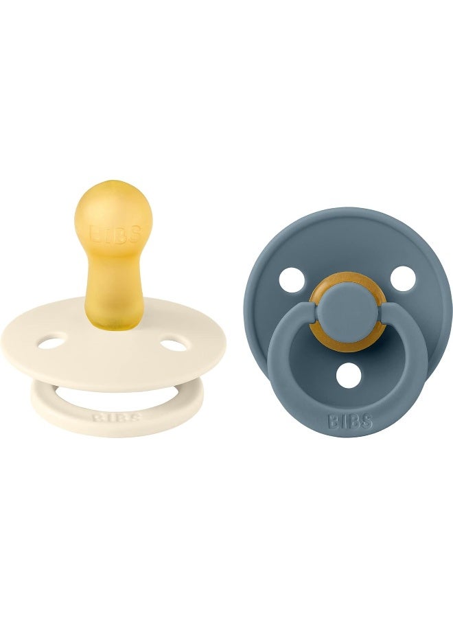 BIBS لهايات BIBS | لهاية أطفال من المطاط الطبيعي | مجموعة من 2 لهاية خالية من BPA | مصنوعة في الدنمارك | عاجي/بترولي | الحجم 0-6 أشهر - Image 1