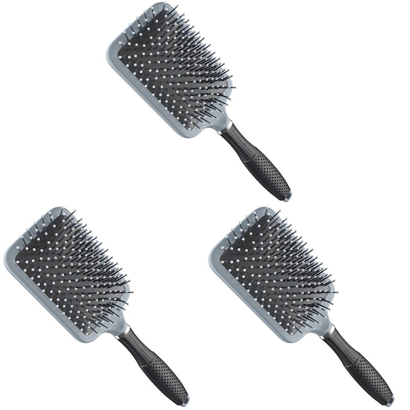 Ross Ultra Paddle Hair Brush with Large Coverage Soft BallPoint Bristles for Men Women Grey Pack of 3 - Image 1