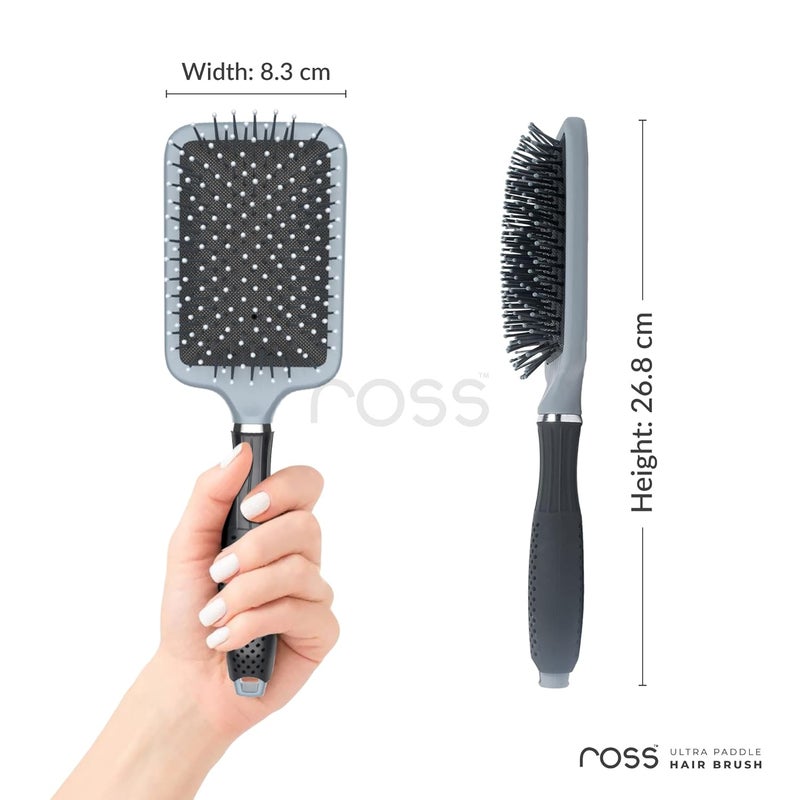 Ross Ultra Paddle Hair Brush with Large Coverage Soft BallPoint Bristles for Men Women Grey Pack of 3 - Image 5