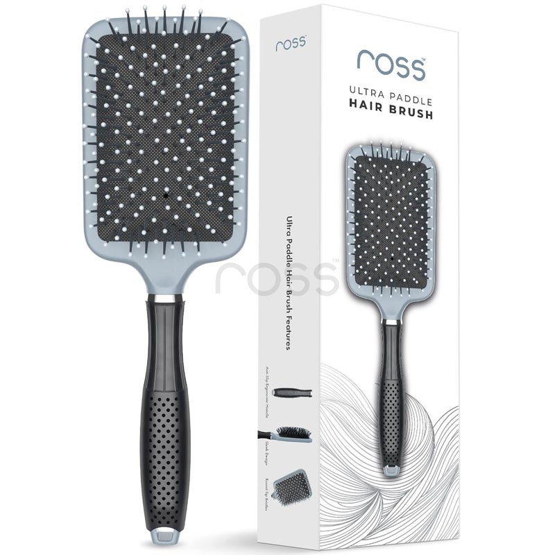Ross Ultra Paddle Hair Brush with Large Coverage Soft BallPoint Bristles for Men Women Grey Pack of 3 - Image 2