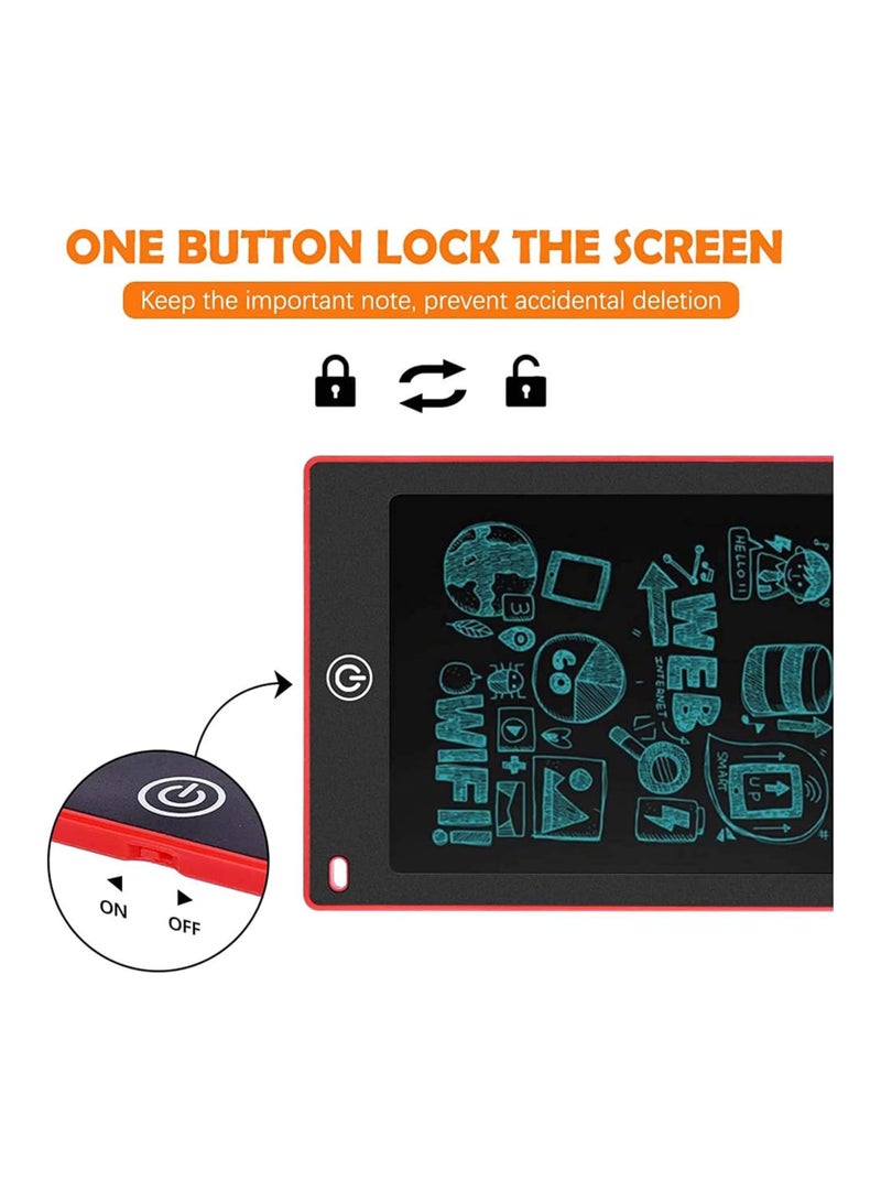 LCD Writing Tablet 12 Inch Handwriting Pen Intelligent Suitable for Family School Office Children and Adults Writing Board Lock Erase Button Electronic Writing Doodle Pad Digital Drawing - Plain (Red) - Image 5
