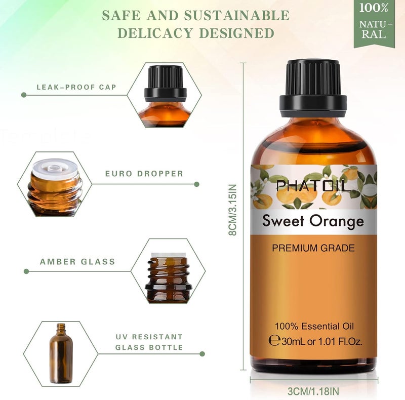 PHATOIL 30ML Sweet Orange Essential Oil, for Aromatherapy Diffusers, Humidifiers, Great for DIY Candle and Soap Making - Image 5