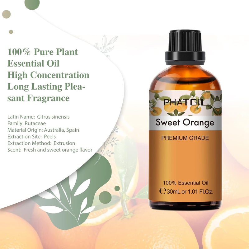 PHATOIL 30ML Sweet Orange Essential Oil, for Aromatherapy Diffusers, Humidifiers, Great for DIY Candle and Soap Making - Image 2