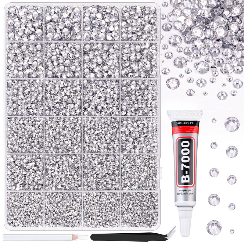 TINKRSTUFF 25000Pcs Resin Rhinestones for Crafting, Clear 2-6mm Mixed Sizes Non Hotfix Flatback Gems with 1Pcs Glue, Bedazzling Crystal for DIY Craft Clothing Mugs Tumblers Shoes Fabric Decor Nail Art - Image 1