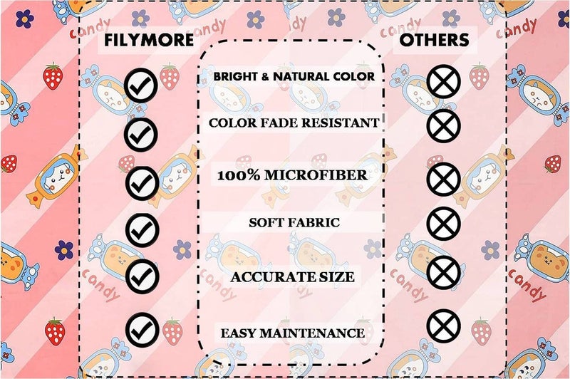 Filymore Candy Double Bedsheet for Kids Room 240 TC Microfiber Fabric Wrinkle Free Soft Hypoallergenic | Cartoon Bedcover Queen Size (90x90 Inches) Boys Girls Room(Peach) - Image 5