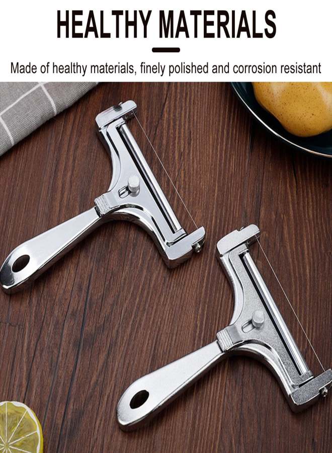 EARKITY Cheese Slicer, Stainless Steel Wire Cheese Slicer, Hand Held Cheese Cutter, Cheese Chipper, Great for Cheddar, Gruyere, Raclette, Mozzarella Cheese Block, Adjustable Thickness - Image 4