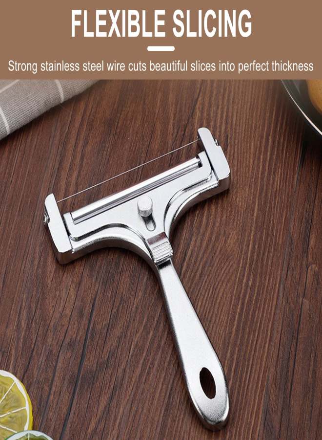 EARKITY Cheese Slicer, Stainless Steel Wire Cheese Slicer, Hand Held Cheese Cutter, Cheese Chipper, Great for Cheddar, Gruyere, Raclette, Mozzarella Cheese Block, Adjustable Thickness - Image 5