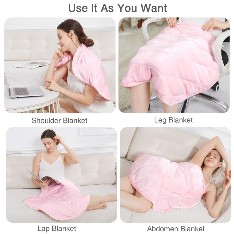 Alomidds Weighted Lap Blanket 7lbs for Adults  Cozy Soft Flanne Portable Travel Weighted Blanket  Small Weighted Blanket for Relaxing  Sleeping  Napping  Machine Washable  Pink  29"" x 24"" - Image 4
