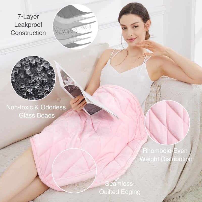 Alomidds Weighted Lap Blanket 7lbs for Adults  Cozy Soft Flanne Portable Travel Weighted Blanket  Small Weighted Blanket for Relaxing  Sleeping  Napping  Machine Washable  Pink  29"" x 24"" - Image 2