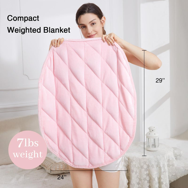 Alomidds Weighted Lap Blanket 7lbs for Adults  Cozy Soft Flanne Portable Travel Weighted Blanket  Small Weighted Blanket for Relaxing  Sleeping  Napping  Machine Washable  Pink  29"" x 24"" - Image 5