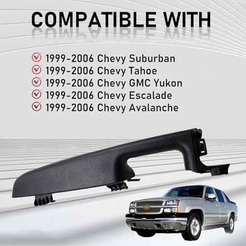 Gagsu 12472876 Front Door Panel armrest Driver Side Handle Compatible with Chevrolet Suburban Tahoe Avalanche Silverado Cadillac Escalade ESV EXT GMC Yukon XL Sierra 1999-2006 (Black) - Image 2