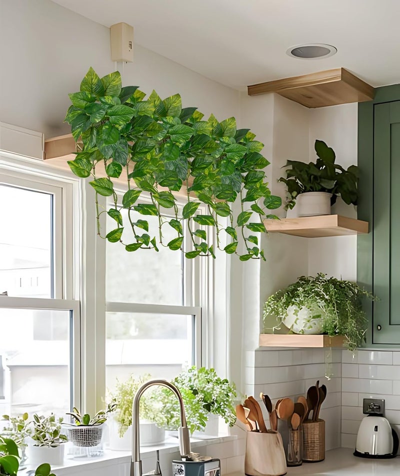 Briful Artificial Hanging Plant Pothos - Lifelike Artificial Green Scindapsus Vines, Approx. 60 cm, Decorative Plant for Wall, Living Room, Shelf & Indoor Use - Image 3