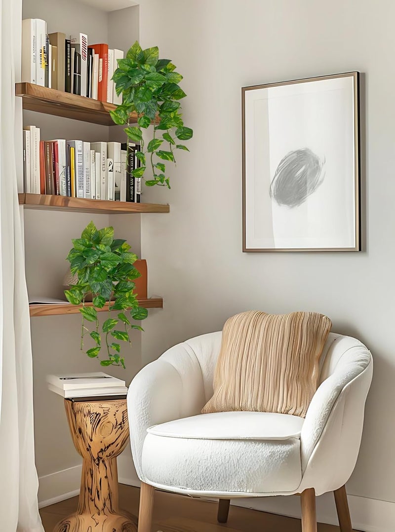 Briful Artificial Hanging Plant Pothos - Lifelike Artificial Green Scindapsus Vines, Approx. 60 cm, Decorative Plant for Wall, Living Room, Shelf & Indoor Use - Image 5