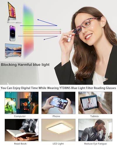 YTDBNS Reading Glasses for Women, Stylish Blue Light Blocking Readers, Ladies Eyeglasses, Fashion Computer Eye Glasses - Image 5