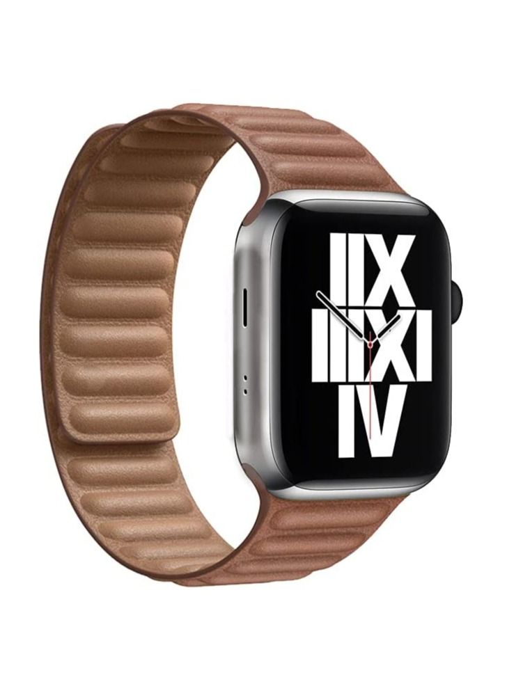 Adjustable Leather Loop Wristband with Strong Magnetic Closure for Apple Watch Series 1,2,3,4,5,6,SE 42/44mm - Image 1