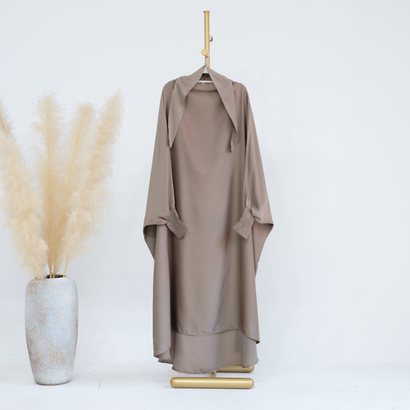 2023 Loriya Maxi Plain Abaya Kids Dress LR662 Taro color