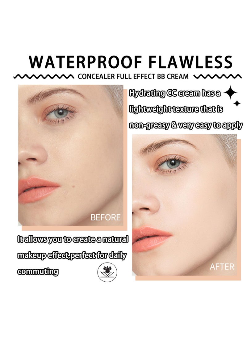 SYOSI Hydrating BB Cream with SPF 50+ PA++++, Waterproof Flawless Concealer Full Coverage BB Cream, Long Lasting Moisturizing Full Coverage Liquid Foundation, All-Day Hold, All Skin Types, Ivory  - Image 3