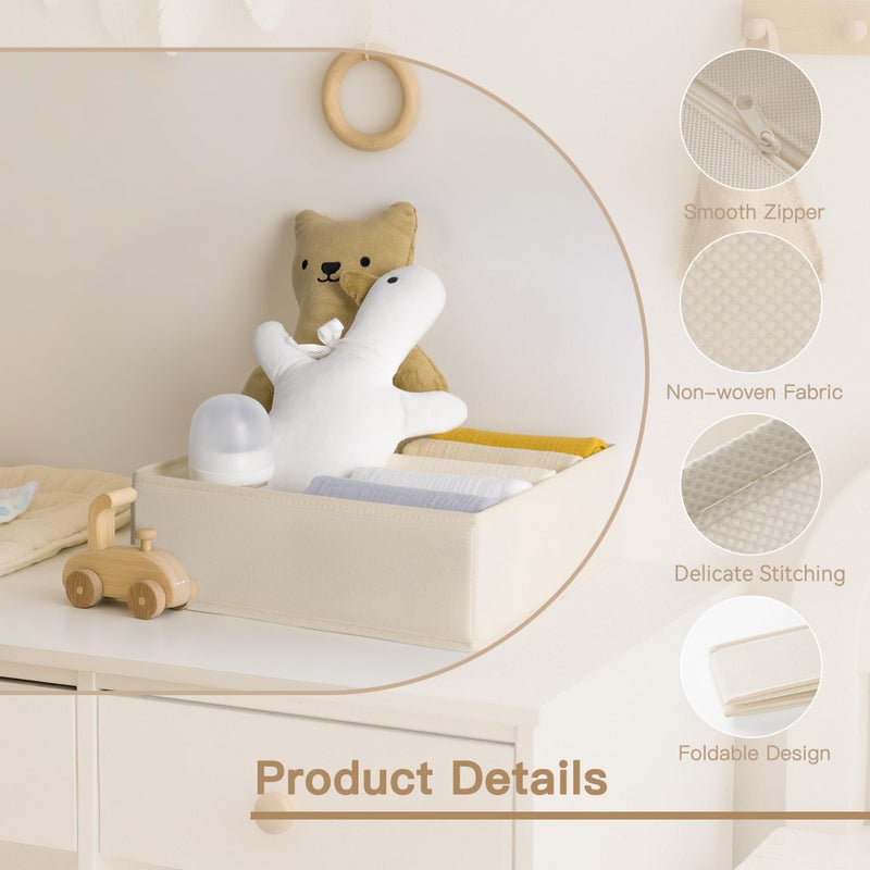 Criusia Drawer Organizer Clothes, 14 Pack Dresser Organizer for Baby Clothes, Underwear, Sock- Foldable Closet Organization and Storage Dividers Bins for Nursery, Bedroom and Dorm (Beige) - Image 4