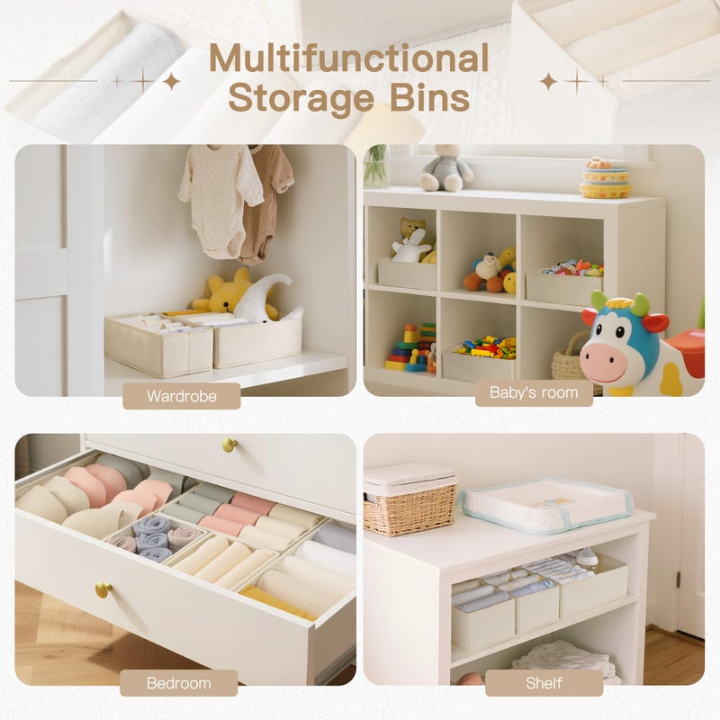 Criusia Drawer Organizer Clothes, 14 Pack Dresser Organizer for Baby Clothes, Underwear, Sock- Foldable Closet Organization and Storage Dividers Bins for Nursery, Bedroom and Dorm (Beige) - Image 5