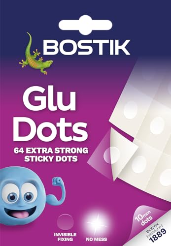 Bostik Extra Strong Glu Dots Clear 64 Dots Pack Double Sided Adhesive for Instant Fixing Crafts Easy to Use No Mess - Image 1
