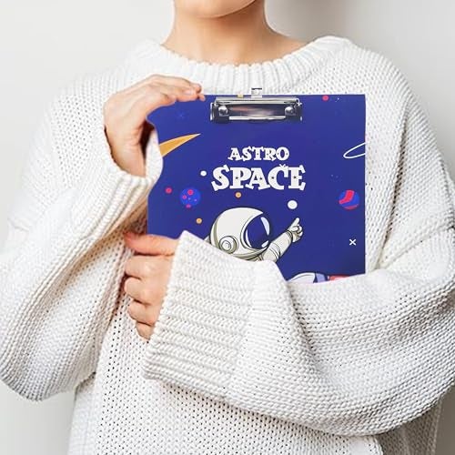 PARTEET Cardboard Standard A4 Letter Size for Students, Teacher, Woman and Kids, Low Profile Clip, Decorative Clipboards, Cute Clipboard Space Pattern, Size 9" x 14" - Image 5