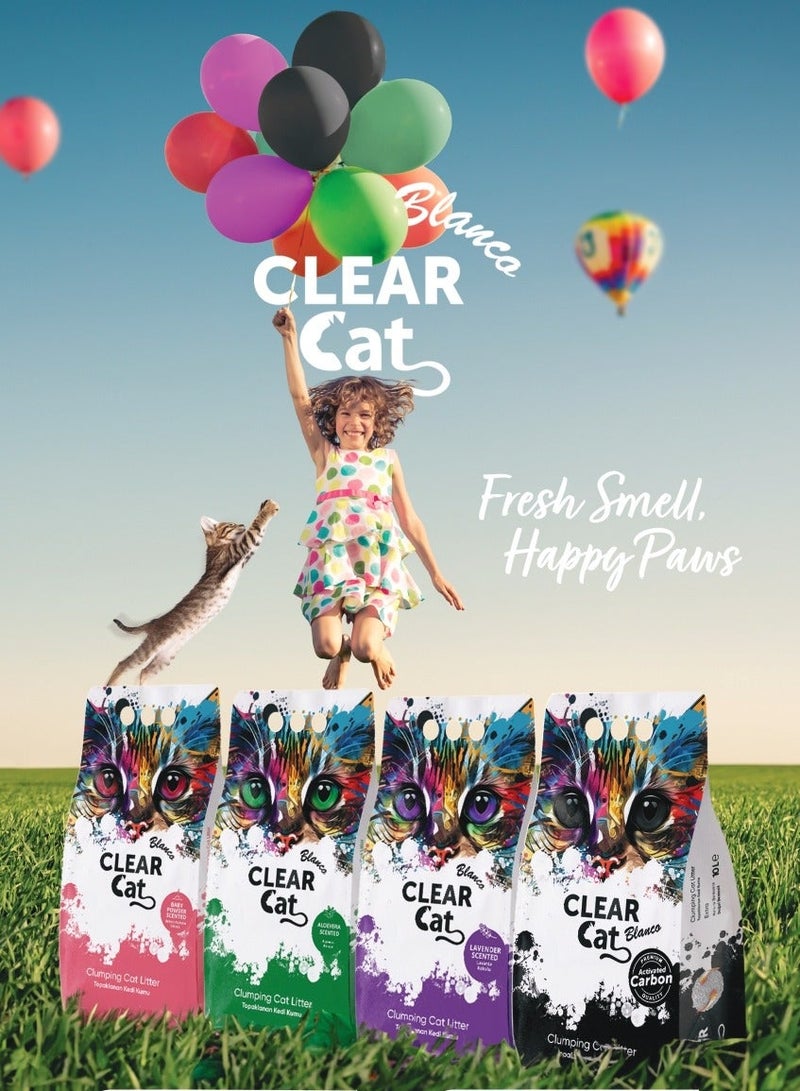 كلير كات بلانكو رمل قطط متكتل برائحة اللافندر من كلير كات بلانكو، سعة 10 لتر، بنتونيت أبيض طبيعي 100%، تكتل سريع ومتماسك، امتصاص عالٍ، منخفض الغبار، قليل التبعثر، انتعاش يدوم طويلاً - Image 3
