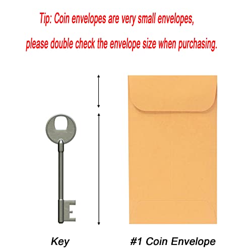 Xxcxpark 200PCS #1 Coin Envelopes 2.25x3.5 inches Brown Kraft Envelopes Classic Small Parts Gummed Flap for Coins, Cash, Credit Cards, Seeds - Image 2