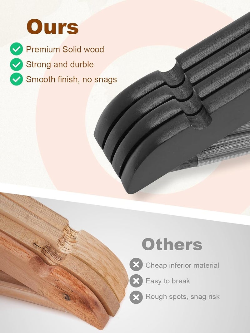 HOUSE DAY Wooden Suit Hanger With Smooth Finish - High-Grade Solid Coat Hangers for Clothes, Dress, Camisole, Jacket, Pants - 20 Pack Black - Image 4