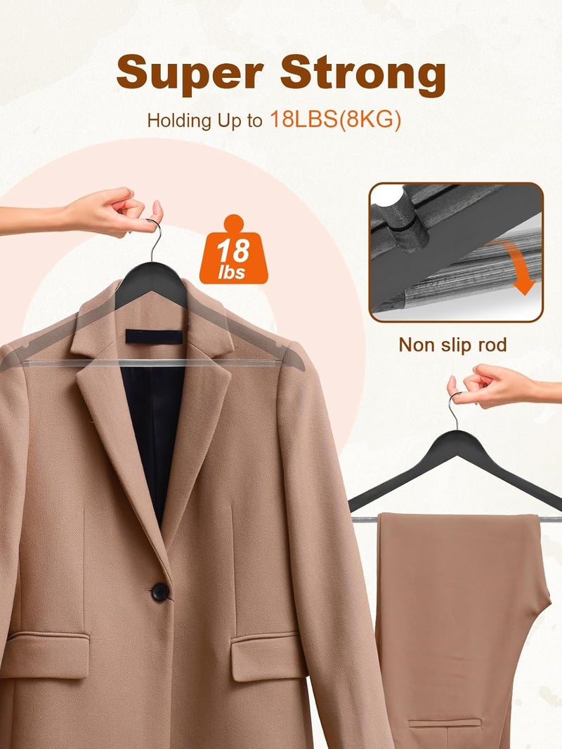 HOUSE DAY Wooden Suit Hanger With Smooth Finish - High-Grade Solid Coat Hangers for Clothes, Dress, Camisole, Jacket, Pants - 20 Pack Black - Image 3